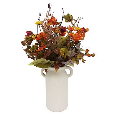 Fall Floral Arrangement In Handle Vase