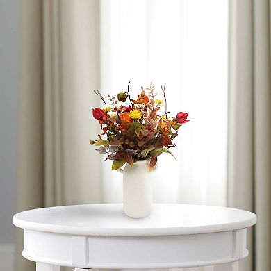 Fall Floral Arrangement In Handle Vase