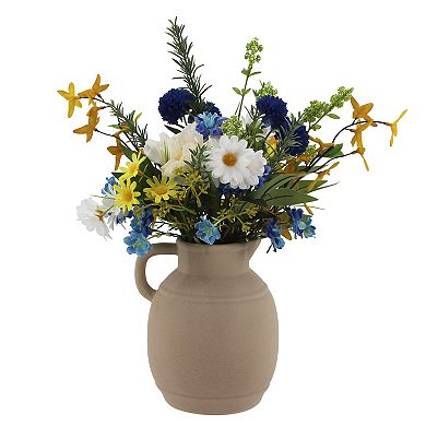 Mixed Florals In Ceramic Handled Vase