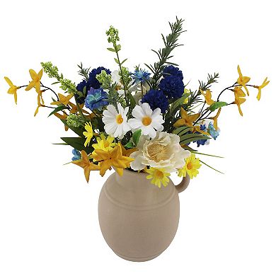 Mixed Florals In Ceramic Handled Vase