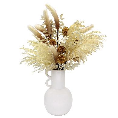 Artificial Wild Grass Arrangement In Handled Vase Floral Arrangement Table Decor