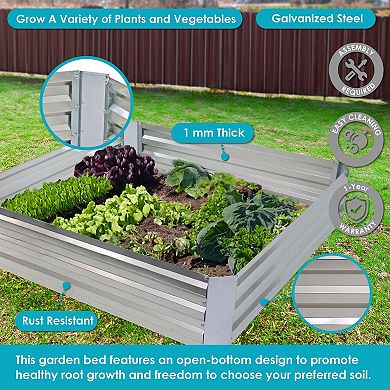 4x4 Ft (1.2x1.2 M) Galvanized Steel Square-shaped Raised Garden Bed
