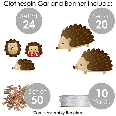 Big Dot Of Happiness Forest Hedgehogs Birthday Or Baby Shower Clothespin Garland Banner 44 Pc