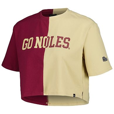 Women's Hype and Vice Garnet/Gold Florida State Seminoles Color Block Brandy Cropped T-Shirt