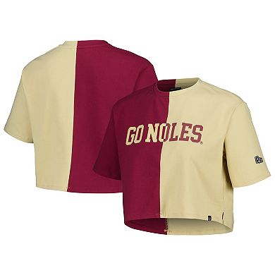 Women's Hype and Vice Garnet/Gold Florida State Seminoles Color Block Brandy Cropped T-Shirt