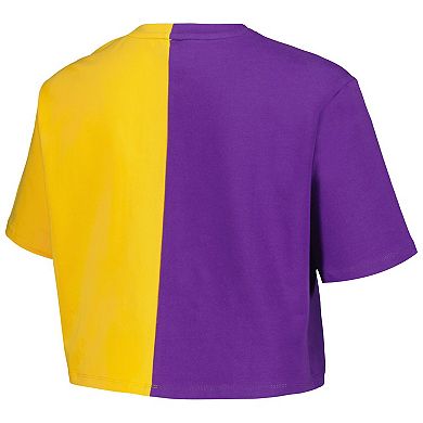 Women's Hype and Vice Purple/Gold LSU Tigers Color Block Brandy Cropped T-Shirt