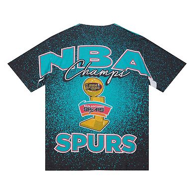 Men's Mitchell & Ness Turquoise San Antonio Spurs Hardwood Classics 1999 NBA Finals Champ City T-Shirt