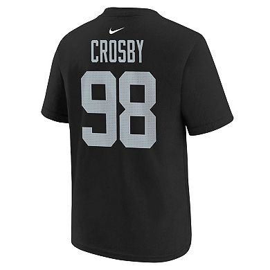 Youth Nike Maxx Crosby Black Las Vegas Raiders Player Name & Number T-Shirt
