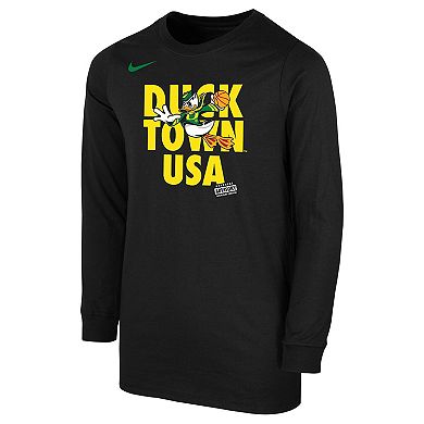 Youth Nike  Black Oregon Ducks Basketball Duck Town Shootaround Core Long Sleeve T-Shirt