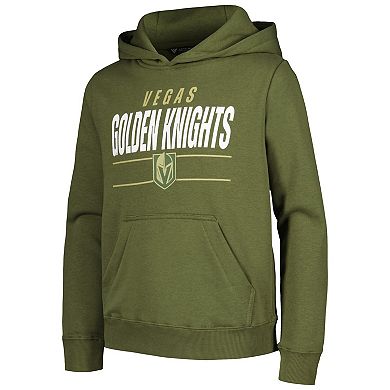 Youth Levelwear Olive Vegas Golden Knights Podium Fleece Pullover Hoodie