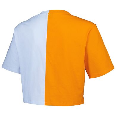 Women's Hype and Vice Tennessee Orange/White Tennessee Volunteers Color Block Brandy Cropped T-Shirt