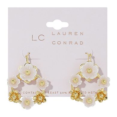 LC Lauren Conrad Gold Tone Floral Ring Drop Earrings