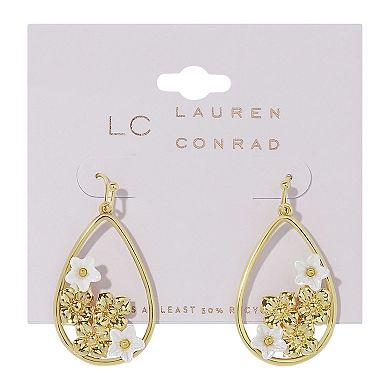 LC Lauren Conrad Gold Tone Floral Cluster Teardrop Earrings