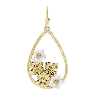 LC Lauren Conrad Gold Tone Floral Cluster Teardrop Earrings