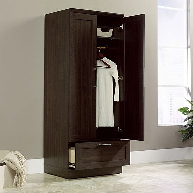 Bedroom Wardrobe Armoire Cabinet In Dark Brown Oak Wood Finish