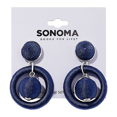 Sonoma Goods For Life® Silver Tone Thread-Wrapped Open Circle Orbital Drop Earrings
