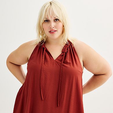 Plus Size Nine West Tiered Peasant Maxi Dress