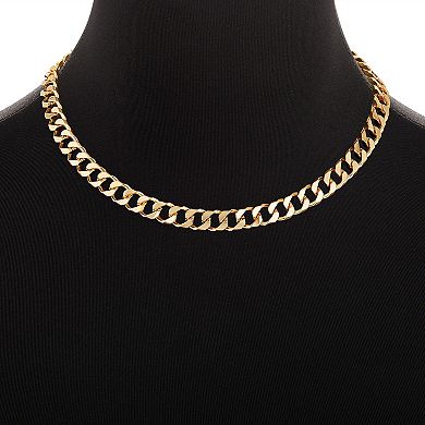 Emberly Simulated Pearl Polished Curb Chain Necklace