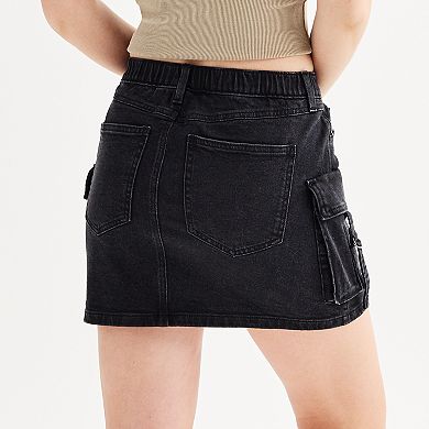 Juniors' SO® Denim Cargo Mini Skirt