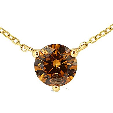 Haus of Brilliance 14k Gold 1/2 Carat T.W. Lab-Grown Yellow Diamond Solitaire Pendant Necklace