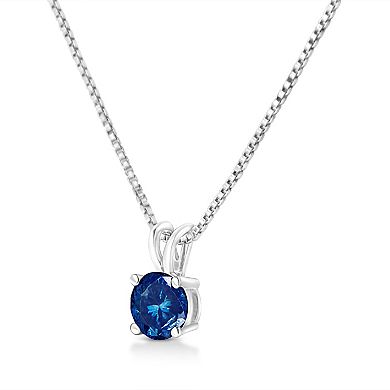 Haus of Brilliance 14k White Gold 1/2 Carat T.W. Lab-Grown Blue Diamond Solitaire Pendant Necklace