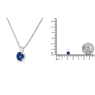 Haus of Brilliance 14k White Gold 1/2 Carat T.W. Lab-Grown Blue Diamond Solitaire Pendant Necklace