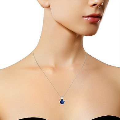 Haus of Brilliance 14k White Gold 1/2 Carat T.W. Lab-Grown Blue Diamond Solitaire Pendant Necklace