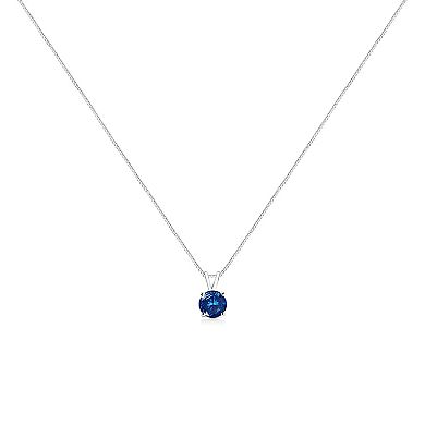 Haus of Brilliance 14k White Gold 1/2 Carat T.W. Lab-Grown Blue Diamond Solitaire Pendant Necklace