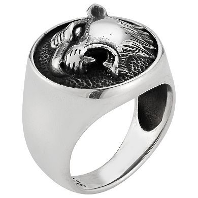 Menster Sterling Silver Oxidized Roaring Tiger Ring
