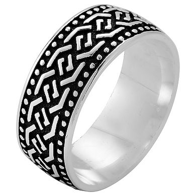 Menster Men's Sterling Silver Oxidized Band Ring