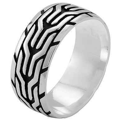 Menster Men's Sterling Silver Oxidized Tire Band Ring
