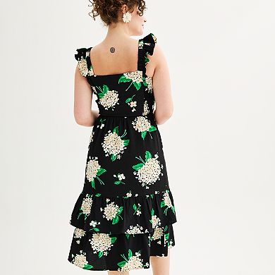 Women's Draper James Floral Crepe Flutter Sleeve Midi Dress