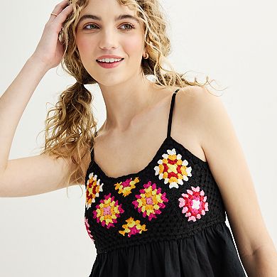 Juniors' Dizzy Lizzy Crochet Tank Top