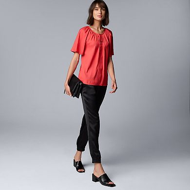 Petite Simply Vera Vera Wang Shirred Neck Blouse