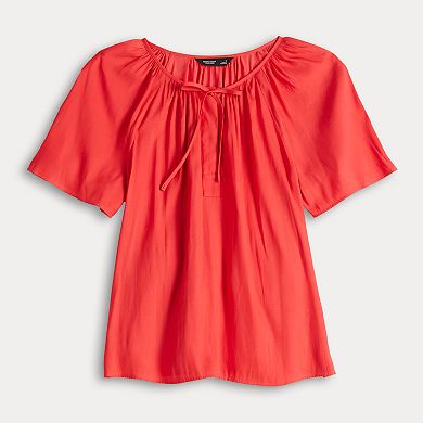 Petite Simply Vera Vera Wang Shirred Neck Blouse