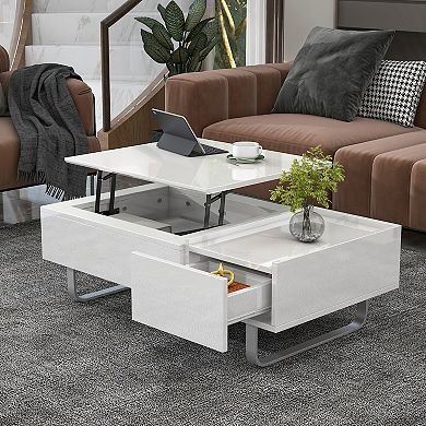 Multi-functional Coffee Table With Lifted Tabletop