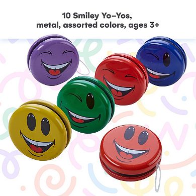 Metal Smile Face Yo Yo for Kids Party Favors, Fun Toy, Prize, Pinata Fillers