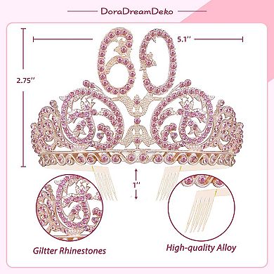 60th Birthday Sash And Tiara For Women With Fabulous Glitter Sash And Forest Rhinestone