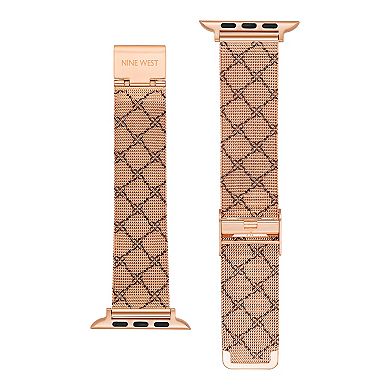 Nine West Women's Stainless Steel Mesh With Pattern Watch Band