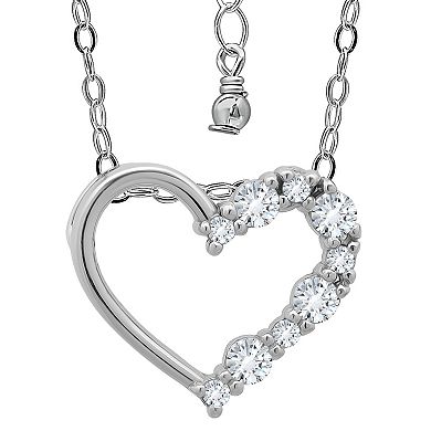 Aleure Precioso Sterling Silver Cubic Zirconia Open Heart Pendant Necklace