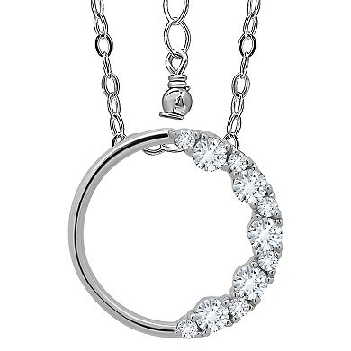 Aleure Precioso Sterling Silver Cubic Zirconia Open Circle Pendant Necklace