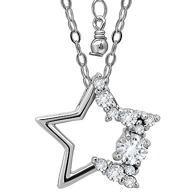 Aleure Precioso Sterling Silver Cubic Zirconia Open Star Pendant Necklace