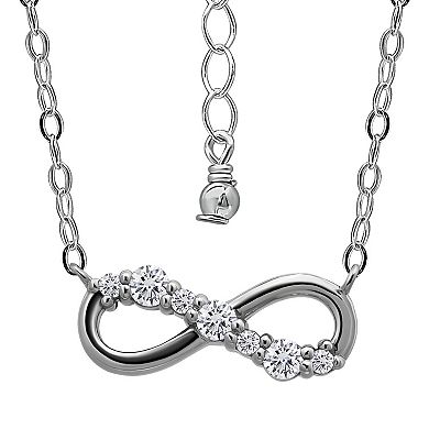 Aleure Precioso Sterling Silver Cubic Zirconia Infinity Necklace