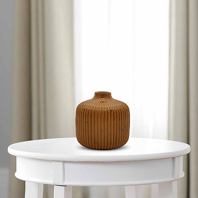 Mustard Small Ribbed Bud Vase Table Decor