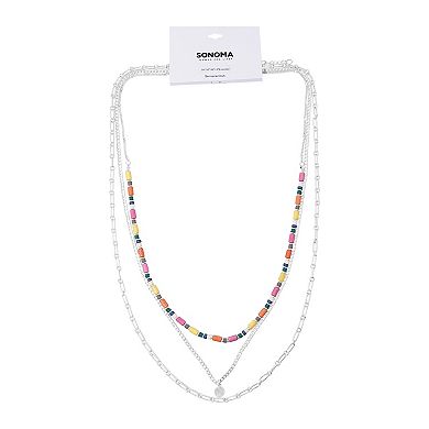 Sonoma Goods For Life® Silver Tone Color Beads Triple-Strand Long Necklace