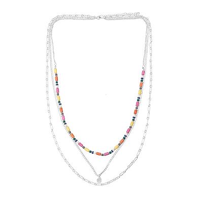 Sonoma Goods For Life® Silver Tone Color Beads Triple-Strand Long Necklace