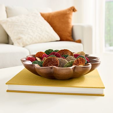 Scalloped Wood Bowl Table Decor