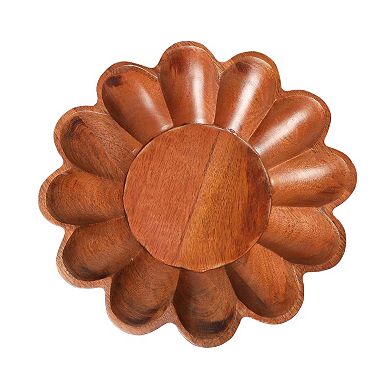 Scalloped Wood Bowl Table Decor