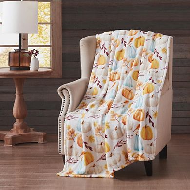 Harvest Pastel Pumpkins Printed Premium Flannel Throw Blanket