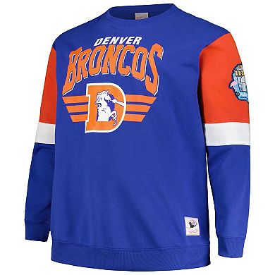 Men's Mitchell & Ness Royal Denver Broncos Big & Tall Fleece Pullover Sweatshirt